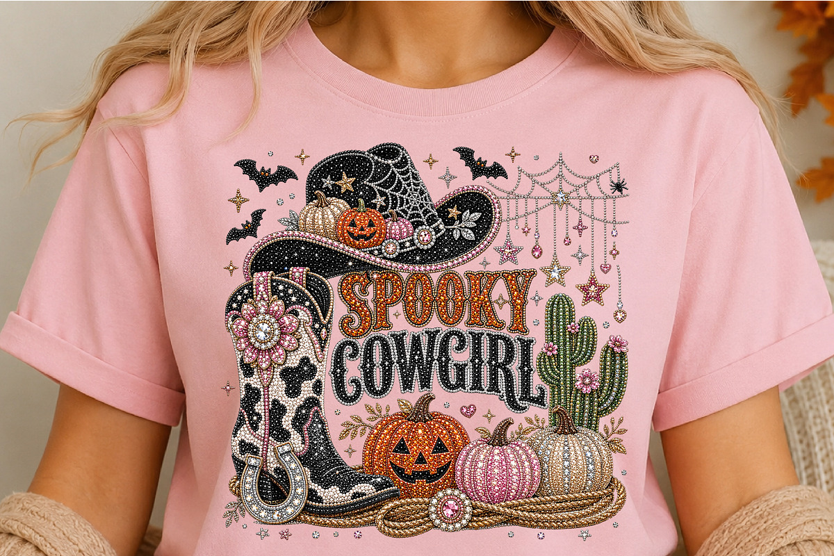 Rhinestone Western Spooky Cowgirl, a Seasonal Illustration by DreamCafeArt (Photo 5 of 6)