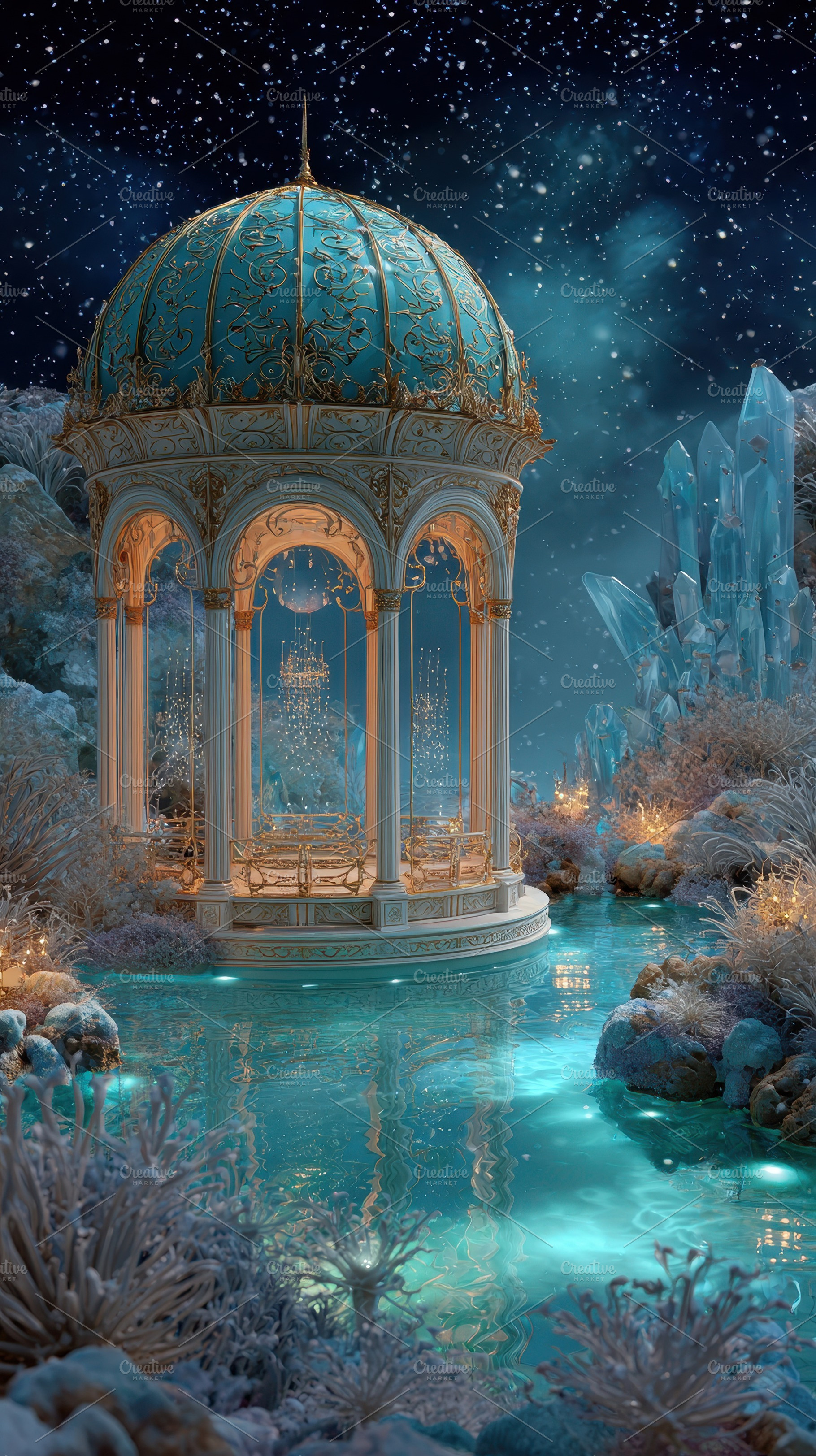 Enchanting Gazebo in a Crystal Winte, an Abstract Photo by Pixeness Studio