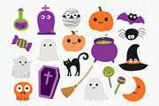 Halloween Cute Kawaii Clipart Set., a Decorative Illustration by kaisorn (Thumbnail 3 of 5)
