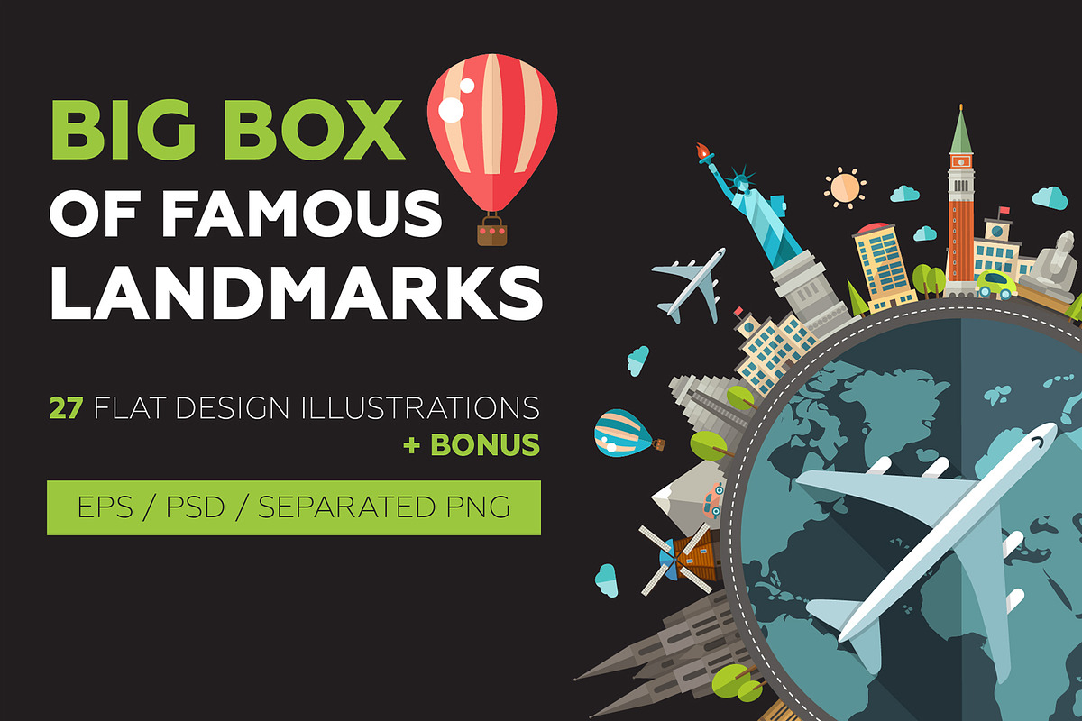 Famous Landmarks Big Box + Postcard, a Templates & Theme by Boyko Pictures (Photo 1 of 10)