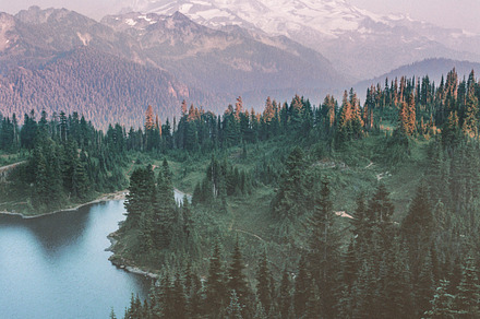 Sunset over mt rainier featuring sunset, mountains, and mountain