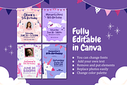 Unicorn Birthday Invitations, a Templates & Theme by TemplateCastleStore (Thumbnail 3 of 9)