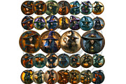 Halloween Witches Medaillons, a Seasonal Illustration by ThatsDesignArt (Thumbnail 6 of 16)