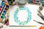 Blue plants. Watercolor set, a Decorative Illustration by SaharaArt (Thumbnail 7 of 7)