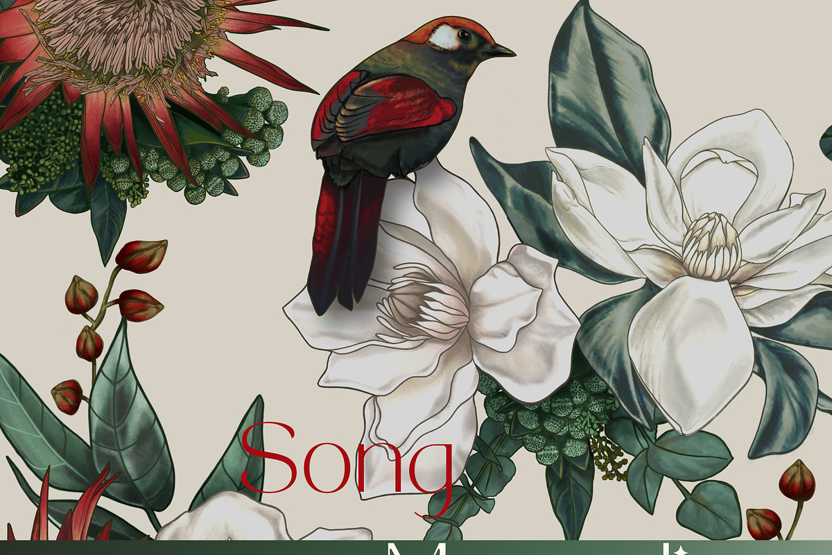 Seamless patterns Song of Magnolia, a Pattern Graphic by Yana Dobrik (Photo 3 of 13)