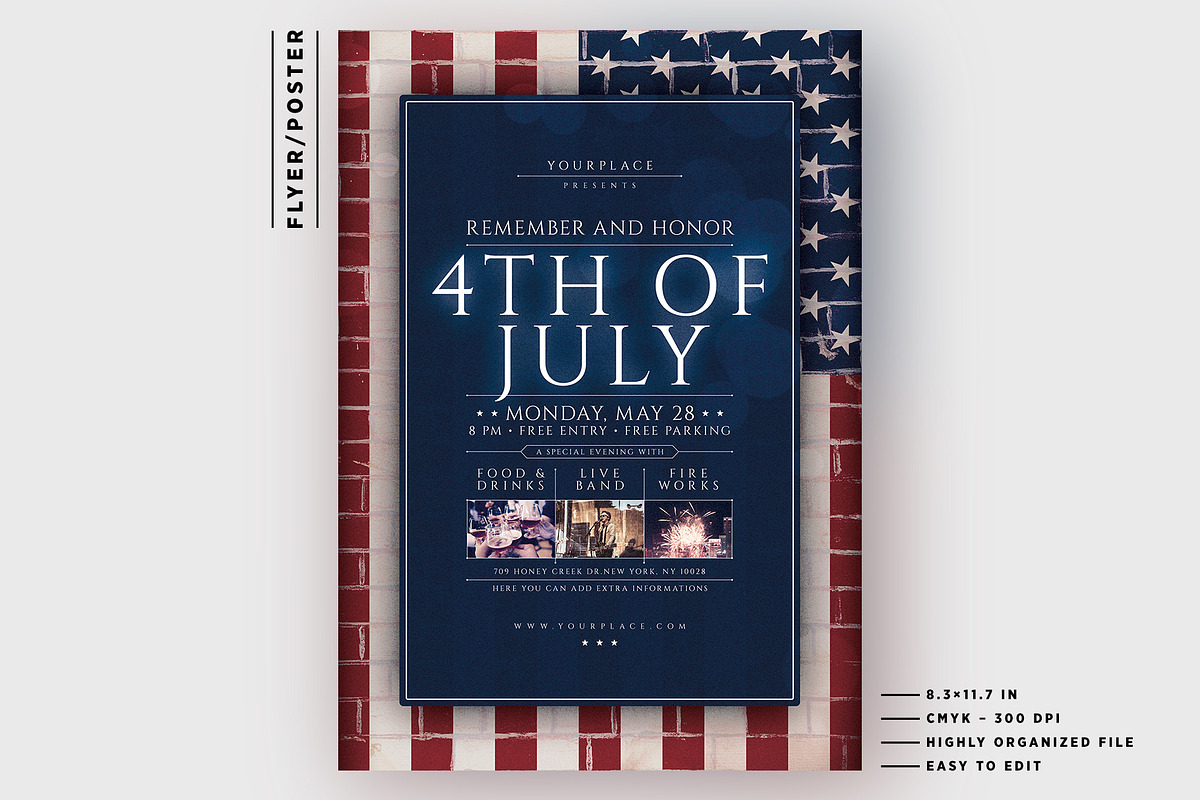 4th of July Flyer / Poster, a Flyer Template by Mariux (Photo 2 of 2)