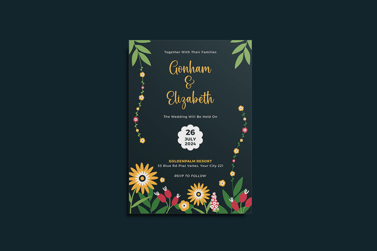 Borange Wedding Invitation Template, an Invitation Template by iDoodle Studio (Photo 3 of 4)