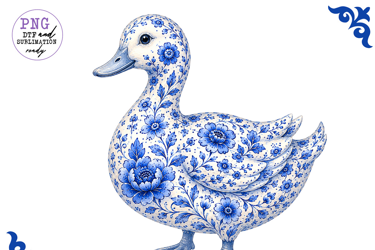 Chinoiserie Blue Sea Animals Clipart, a Work Illustration by CreationArt (Photo 3 of 11)