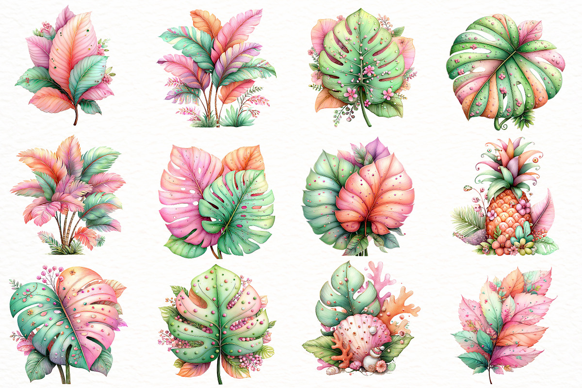 Whimsical Summer Tropical Leaf Clipa, an Illustration by Designworld (Photo 3 of 8)