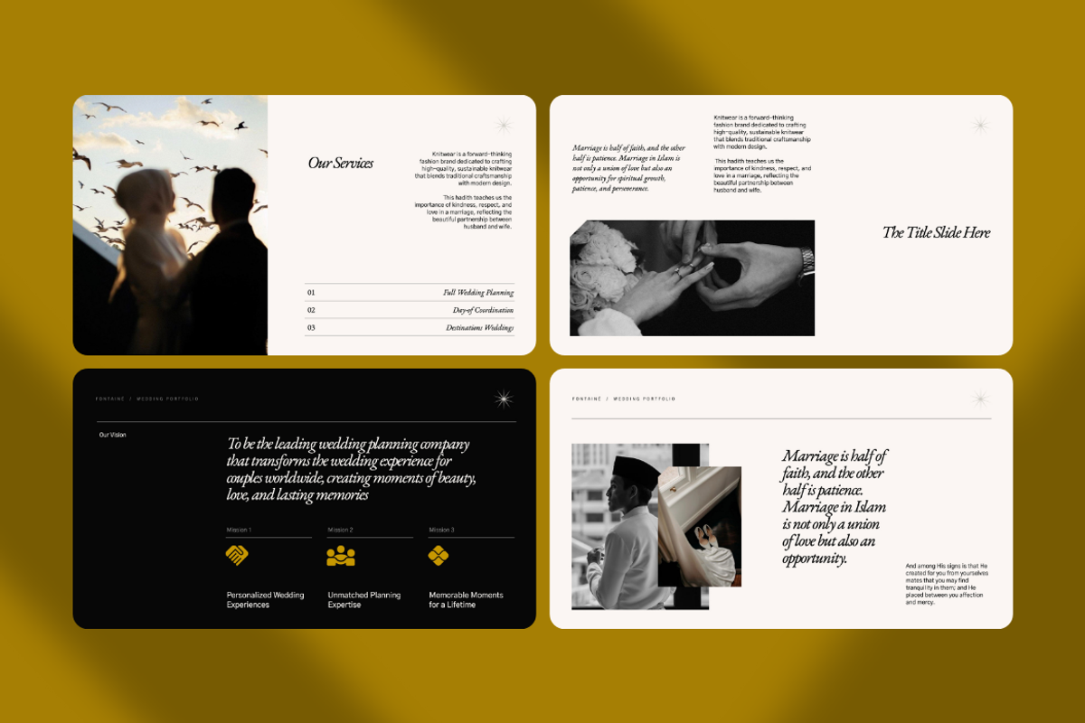 Fontaine Wedding Portfolio Powerpoin, a Presentation Template by Unich Design Bureau (Photo 3 of 7)