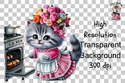 Cooking Cat Clipart PNG Bundle, a Graphic by Clipart Bloom (Thumbnail 10 of 12)