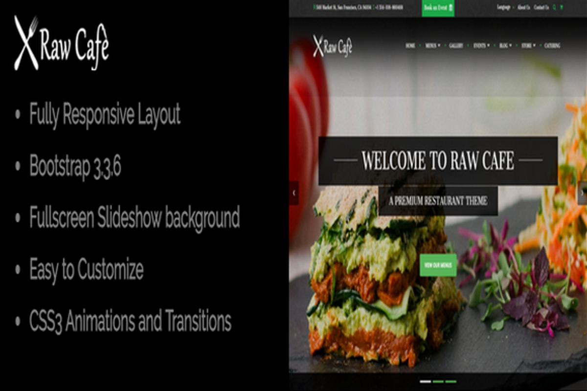 Raw Cafè-Bootstrap Theme Restaurant, a Bootstrap Template by auroraruggieri (Photo 2 of 13)