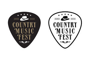 Guitar Pick Cowboy Hat Country Logo