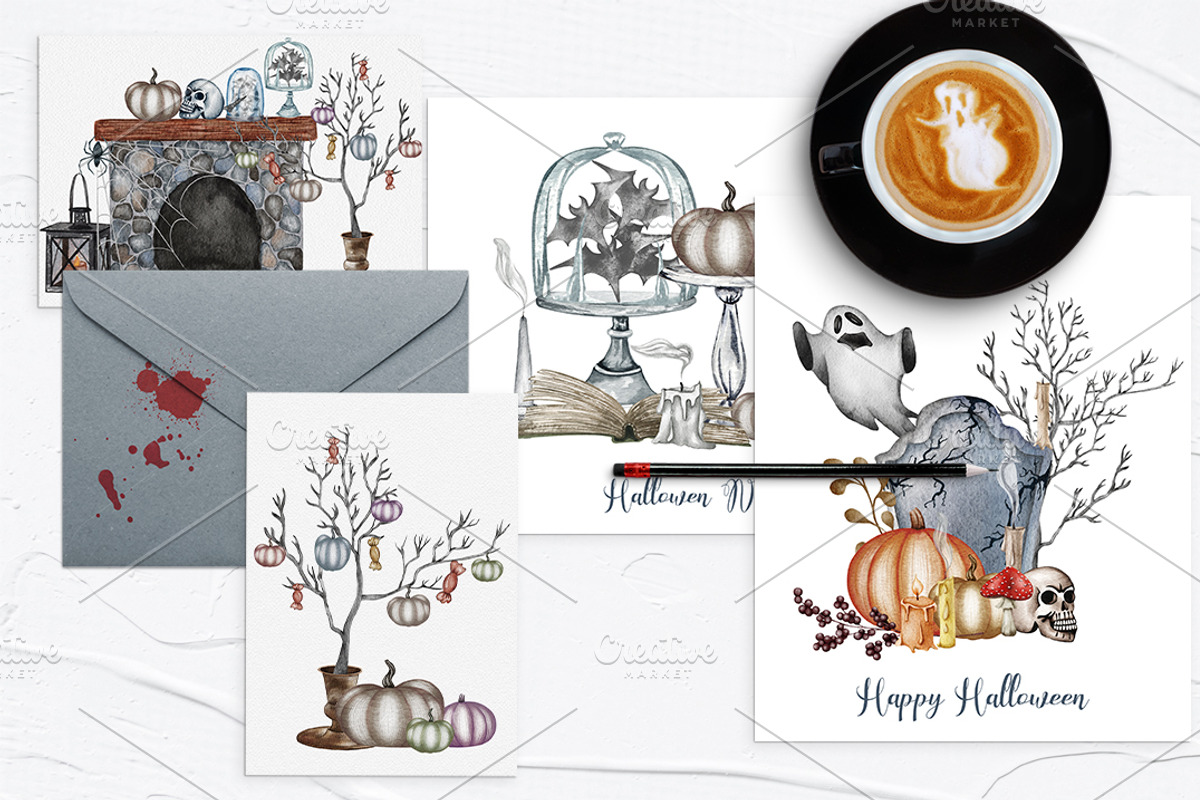 Halloween Watercolor Set, a Seasonal Illustration by BarvArt (Photo 3 of 21)