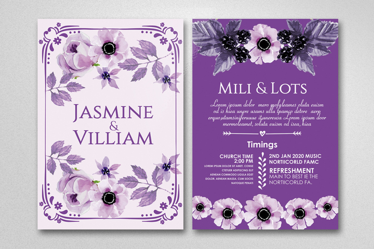 Two Sided Wedding Invitation Card, an Invitation Template by Business Flyers (Photo 2 of 2)