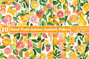 Mixed Fruits Summer Digital Papers, an Illustration by SinaCreation (Thumbnail 1 of 5)