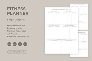 Fitness Planner Pages Set V-13, a Stationery Template by shahsoft