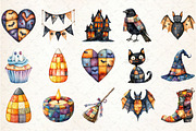 Patchwork Halloween Clipart, an Illustration by Rose Art (Thumbnail 2 of 7)