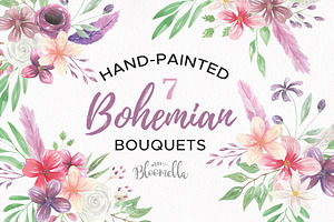 Bohemian Watercolour Floral Set