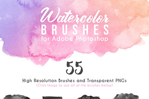 75 Watercolor Photoshop Brushes