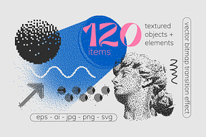 120 Vector Dither Textured Clip Arts