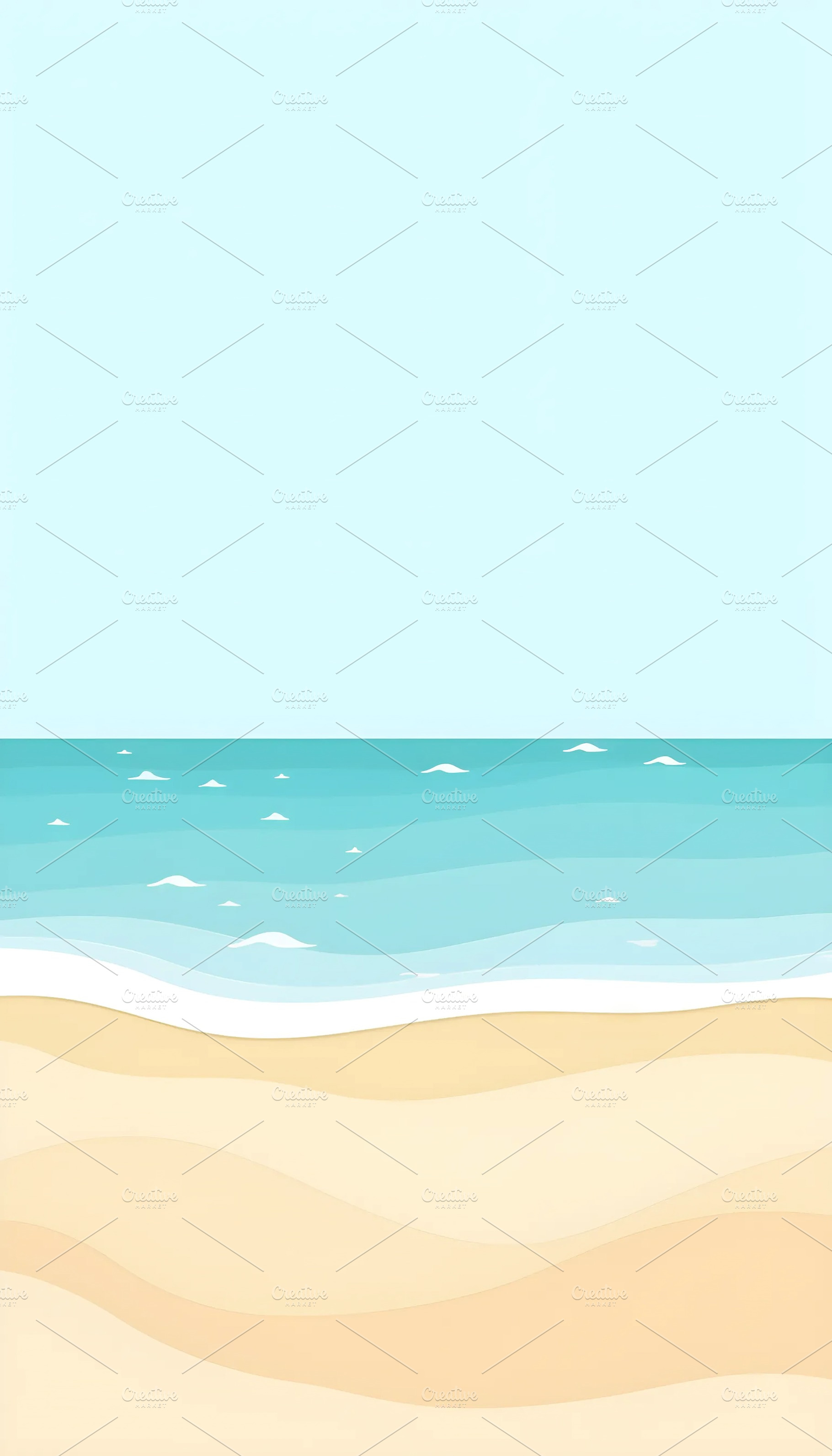 Minimal Papercut Beach with Soft Blu, a Photo by LOGOCREATIVE