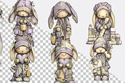 Bunny Gnome Watercolor Clipart, an Illustration by SVGArt (Thumbnail 2 of 7)