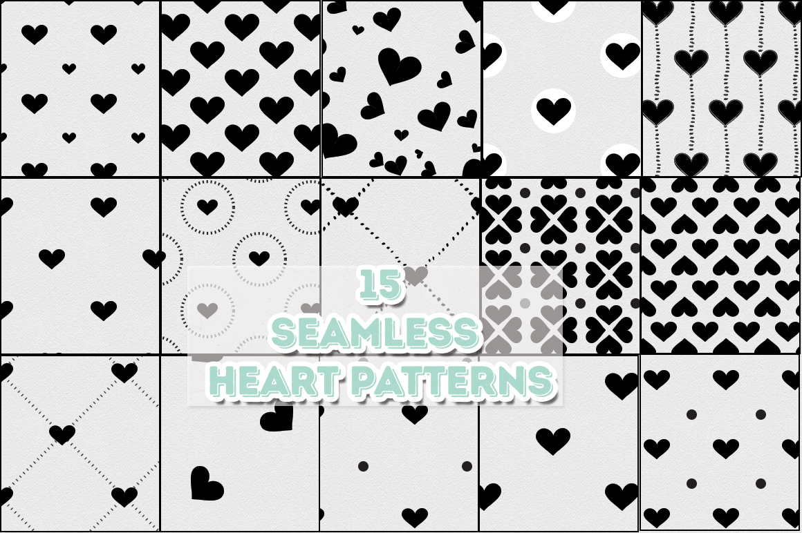 15 Seamless Heart Patterns, a Pattern Graphic by TeaBerry