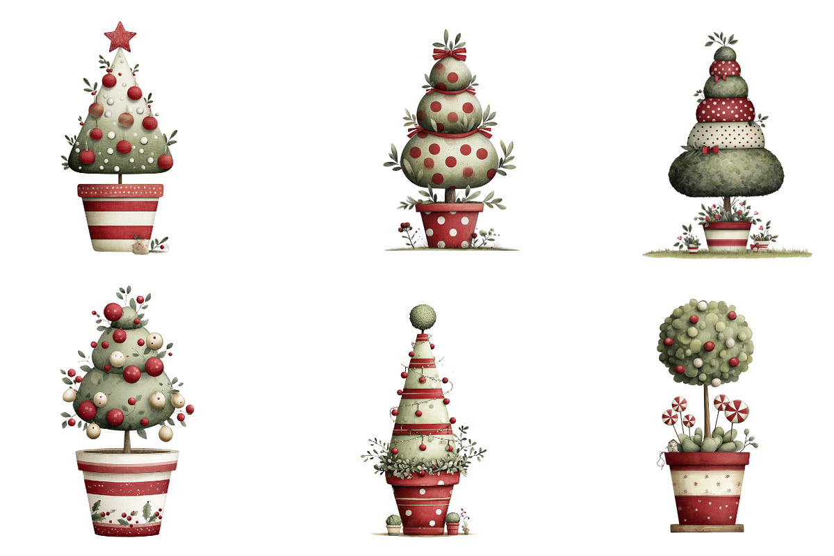 Whimsical Christmas Topiary Trees, an Illustration by CreationArt (Photo 6 of 7)