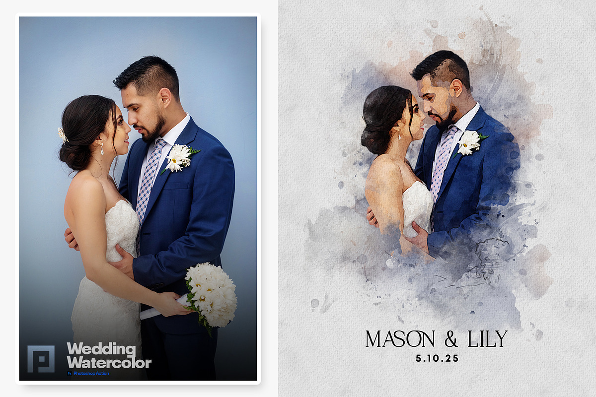 Wedding Watercolor Art Photo Effect, an Action Add-On by Shovajit (Photo 9 of 9)