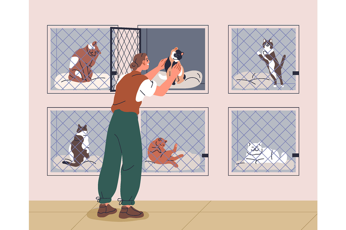 Volunteers & pets at animal shelter, an Animal Illustration by Good Studio (Photo 6 of 10)