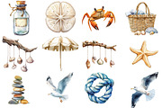 Watercolor Coastal Serenity Clipart, an Illustration by Watercolor design (Thumbnail 2 of 5)