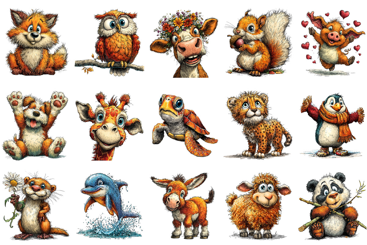 Watercolor Enjoy Animals Clipart, a Seasonal Illustration by designcity5 (Photo 2 of 5)