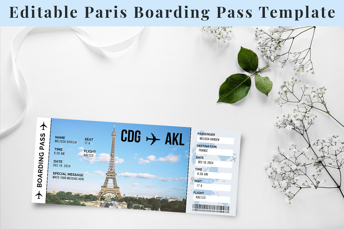 Paris Boarding Pass Template, a Templates & Theme by Snapybiz (Photo 6 of 17)