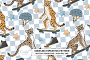Skateboard Seamless Pattern, a Pattern Graphic by Coastal 5 Designs (Thumbnail 1 of 3)
