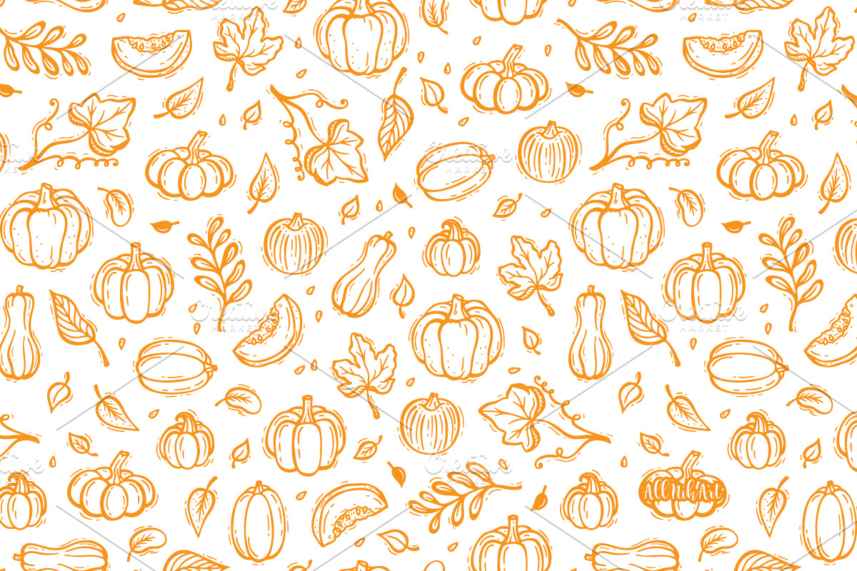 Pumpkins Seamless Patterns, a Pattern Graphic by AllNikArt (Photo 3 of 6)