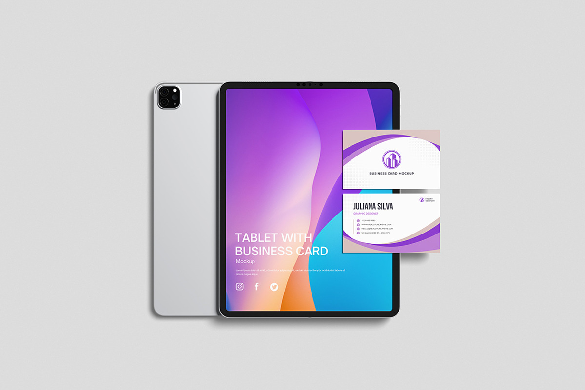 Tablet With Business Card Mockup, an iPad Mockup by swsi-studio (Photo 3 of 5)