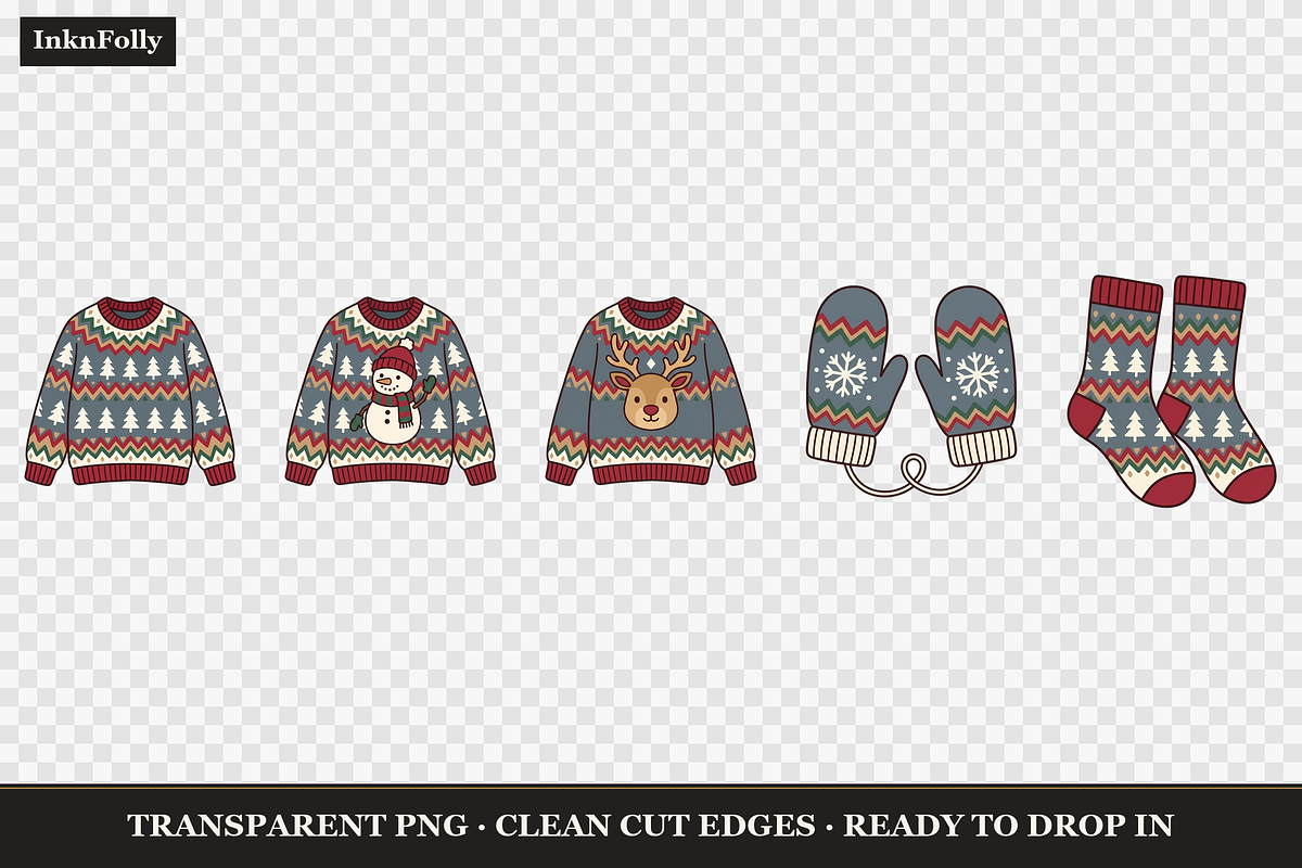 Christmas Sweater Clipart PNG, an Object Graphic by Inknfolly (Photo 2 of 5)