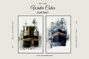 6 Makkah & Madinah Water Color Photo