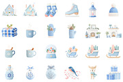 Cozy Blue Winter Watercolor Clipart, an Illustration by Sublimation Artist (Thumbnail 2 of 6)