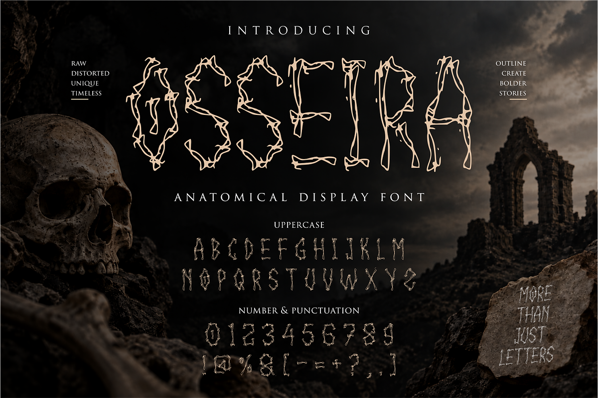 Osseira - Anatomical Display Font, a Handwritten Font by idealistudio (Photo 1 of 5)