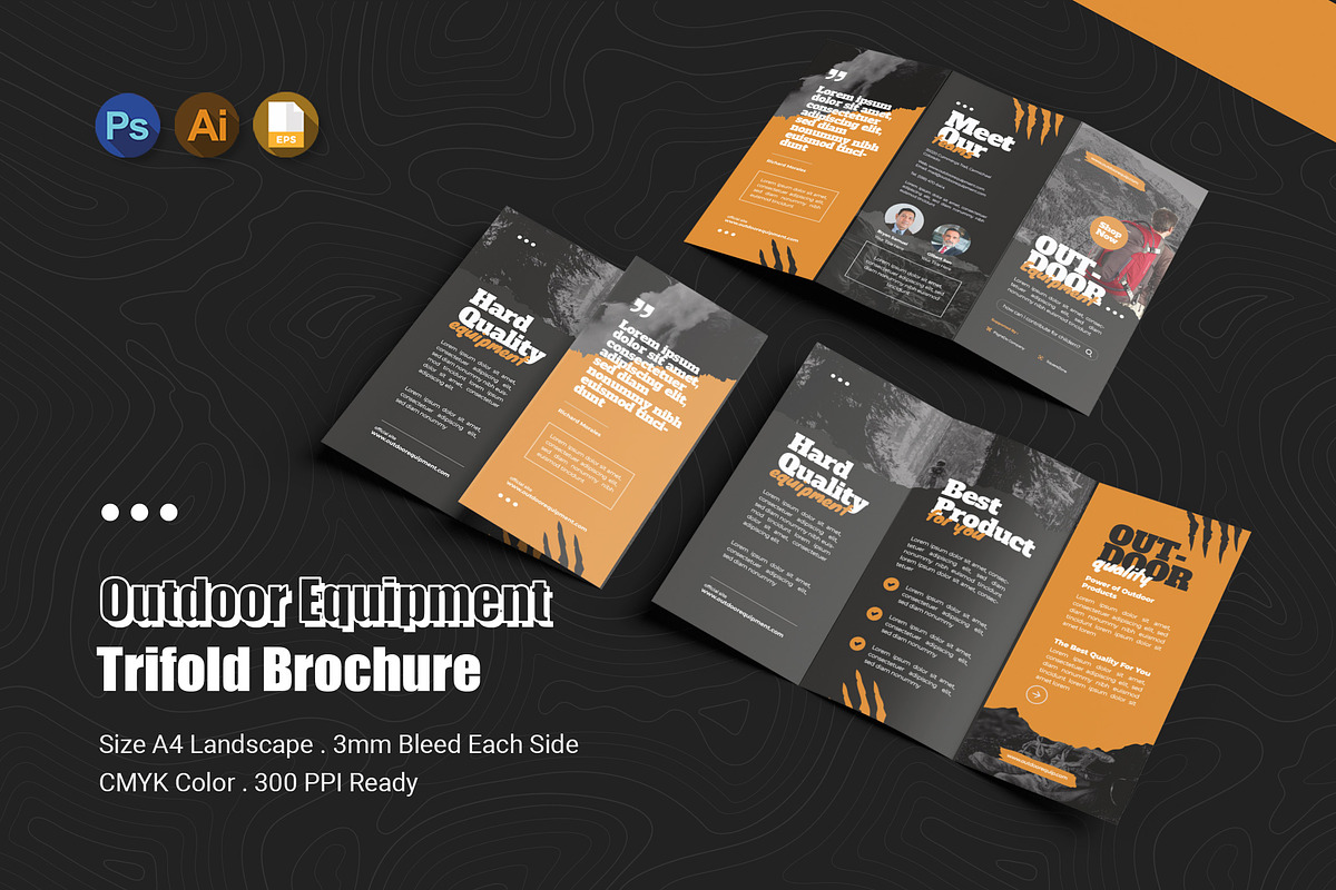Outdoor Equipment Trifold Brochure, a Brochure Template by Esensifiksi.studio