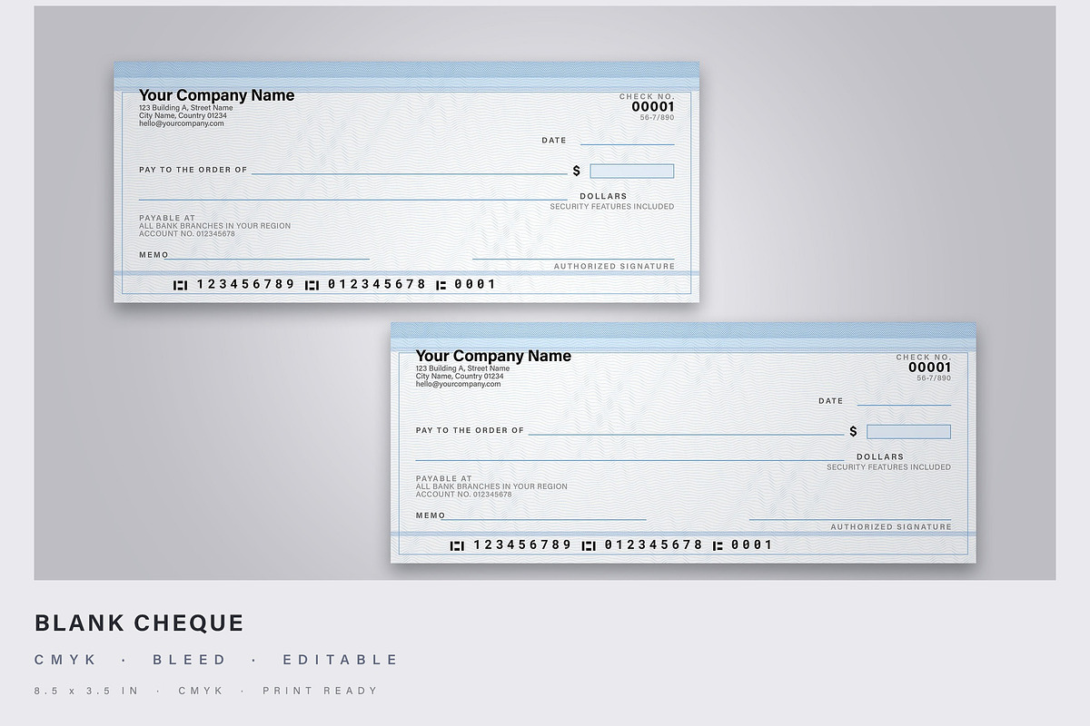Blank Check Template, a Stationery Template by DesignerCandies (Photo 1 of 2)