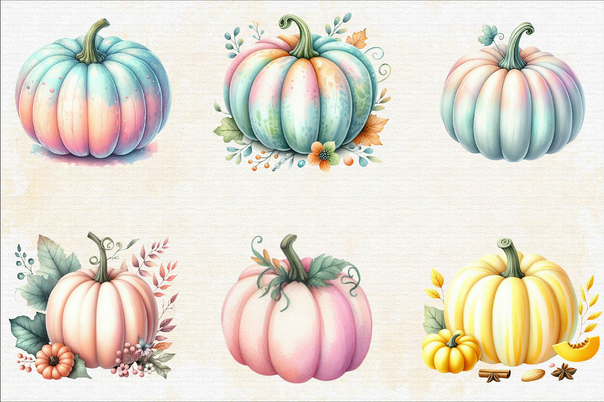Pastel Pumpkin Sublimation Clipart, an Illustration by SVGArt (Photo 5 of 8)