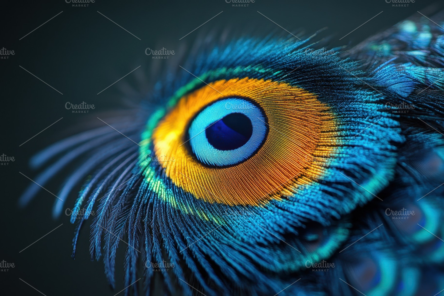 Vibrant details of a peacock feather, a Photo by Tanuart