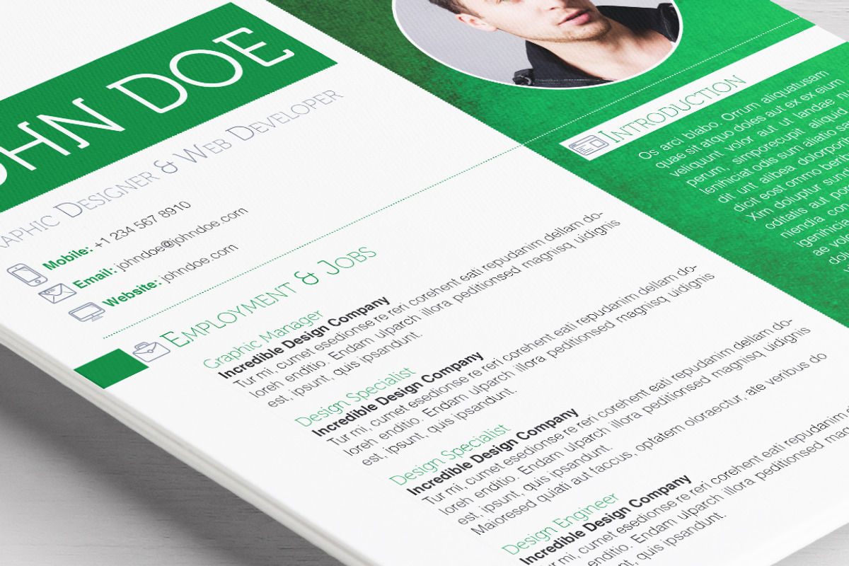 4 Colorful Textured Print Resumes, a Resume Template by Dragoș Neagu (Photo 4 of 4)