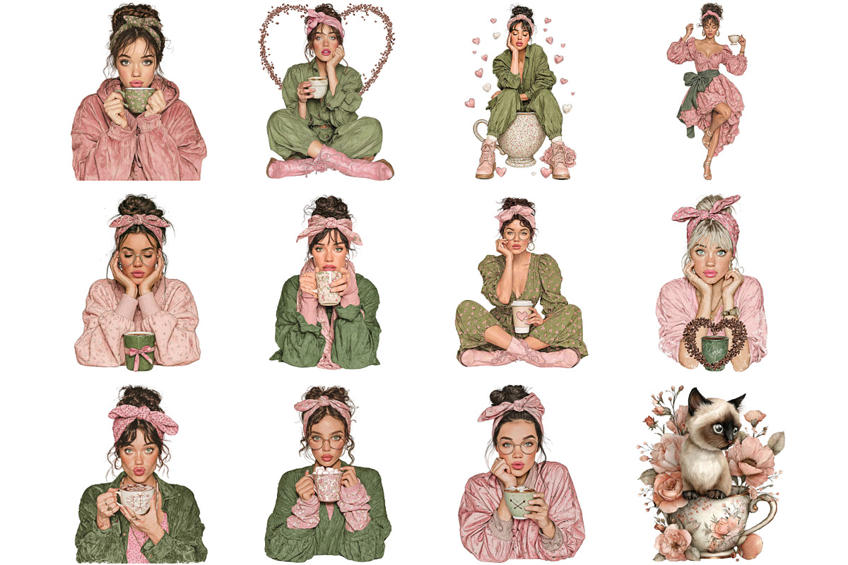 Whimsical Valentine Coffee Girl PNG, a Graphic by CitraGraphics (Photo 2 of 5)