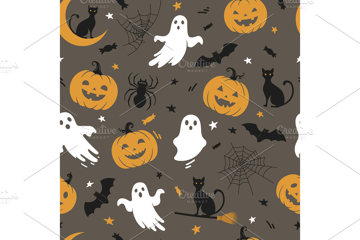 Spooky Halloween seamless pattern, a Pattern Graphic by Yayasya (Photo 2 of 3)