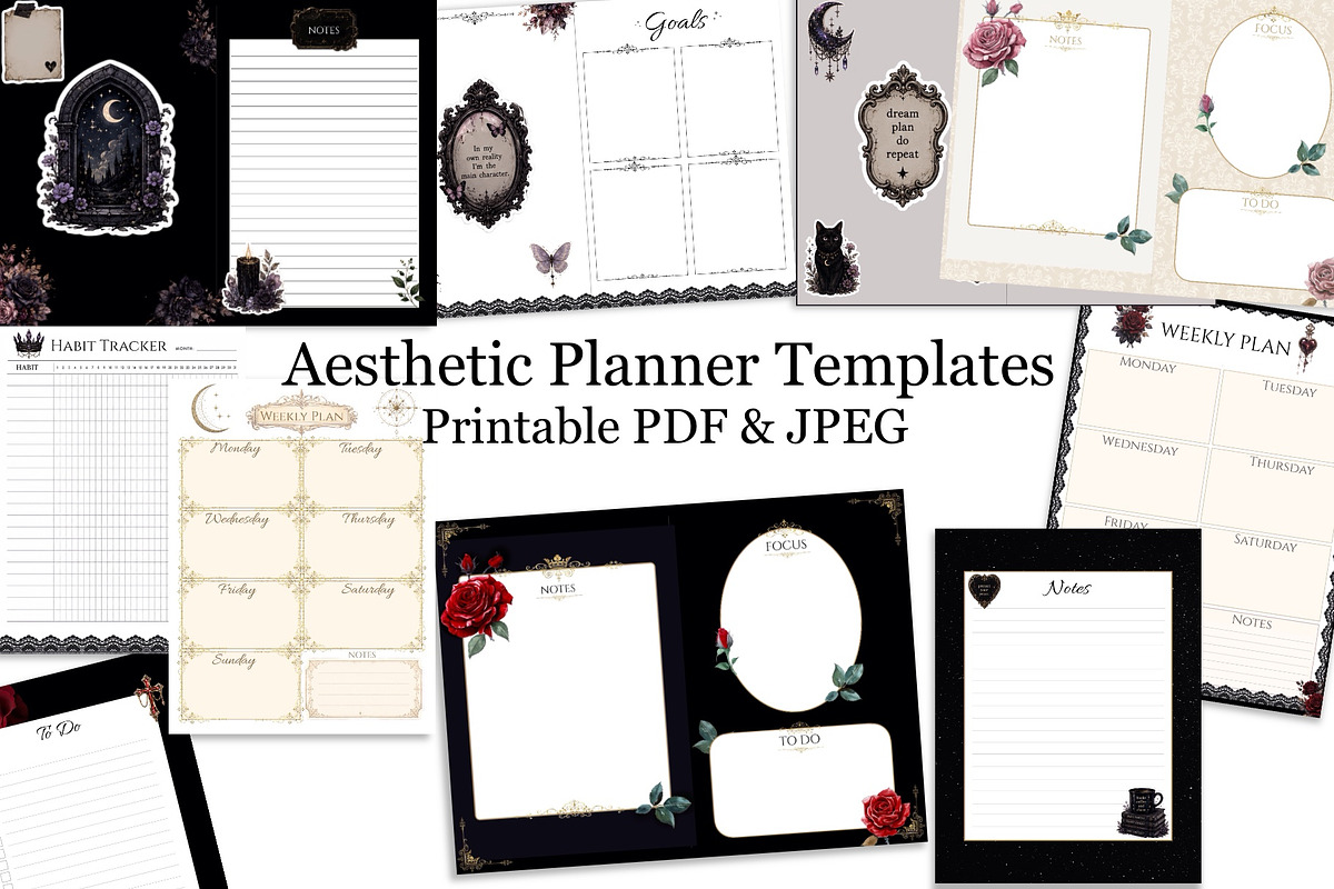 Aesthetic Planner Templates, a Stationery Template by Victoria Obscure (Photo 3 of 3)