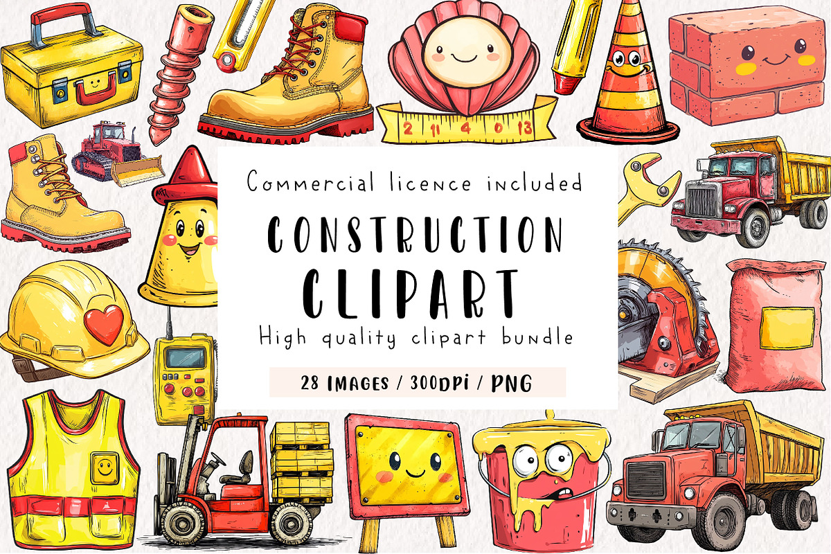 Cute Construction Watercolor Clipart, an Illustration by CreationArt (Photo 1 of 9)